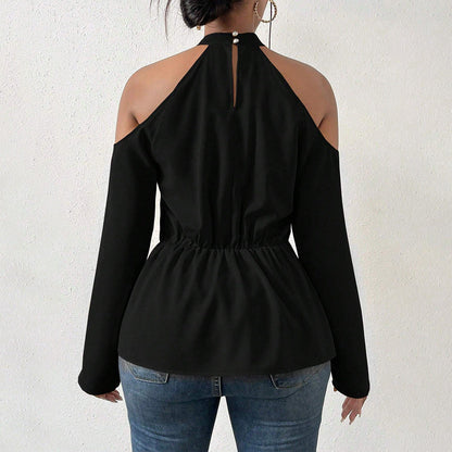 Kvinnors Festtop Axelfri Wrap Bomullsmix Elegant Topp 3