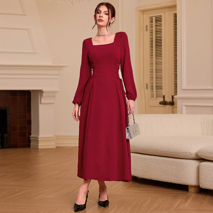 Dam Maxiklänning Fyrkantig Halsringning Lätt Material 3