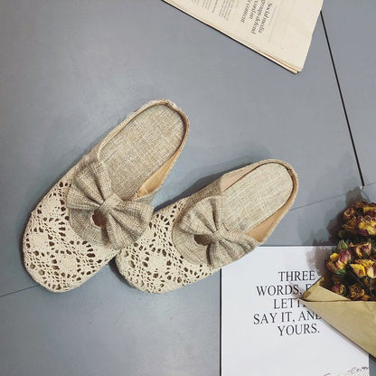 Dam Tofflor Blommigt Virkningsmönster med Slingdetalj Textil och Syntet-1