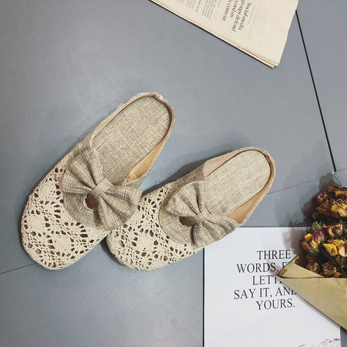 Dam Tofflor Blommigt Virkningsmönster med Slingdetalj Textil och Syntet-1