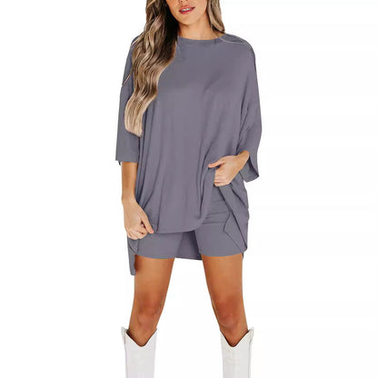 Dam T Shirt Monokrom Smal Passform Trekvartsärmar 100% Bomull-3