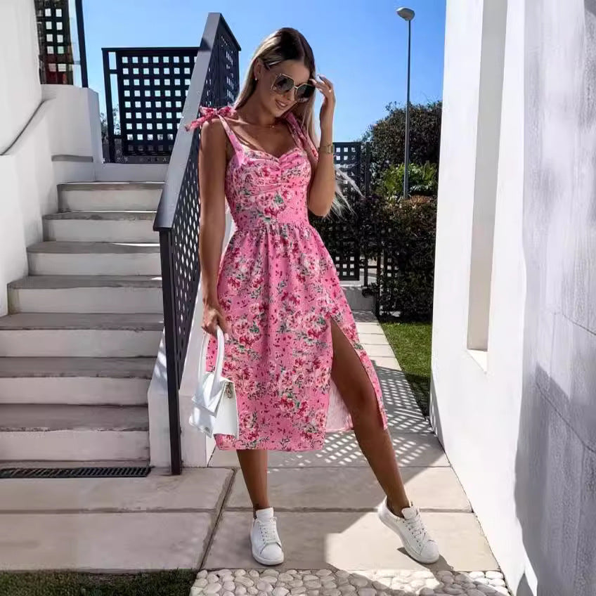 Maxiklänning Dam Ärmlös A-linje Polyester Med Slits-4