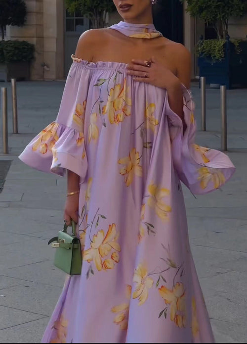 Damklänning Lång Axelklockor Polyester Fem-punktsärmar-1