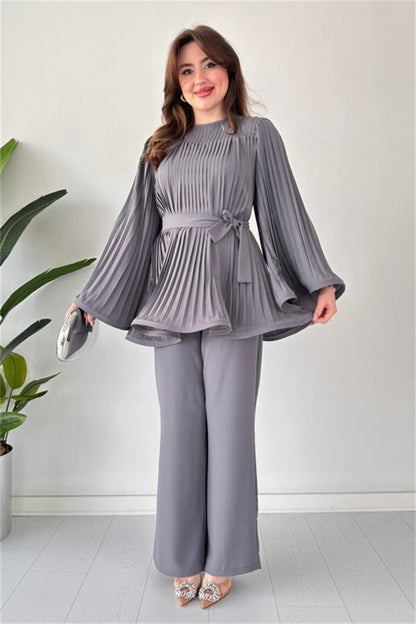 Dam Set Långärmad Topp Klockärmar Polyester Vida Byxor 3