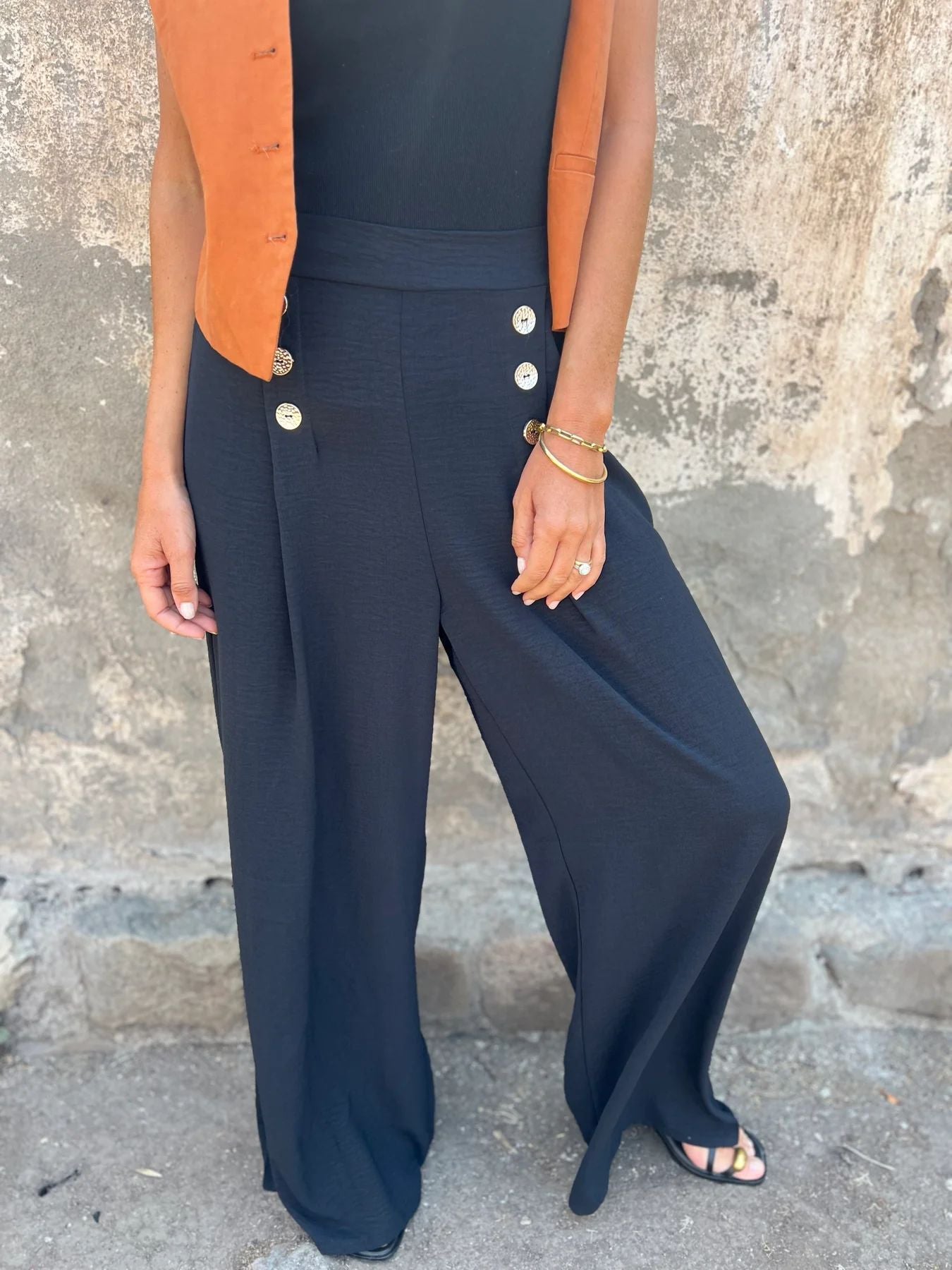 Snygga Byxor Dam Långa Vid Spandex Pendelstil-1