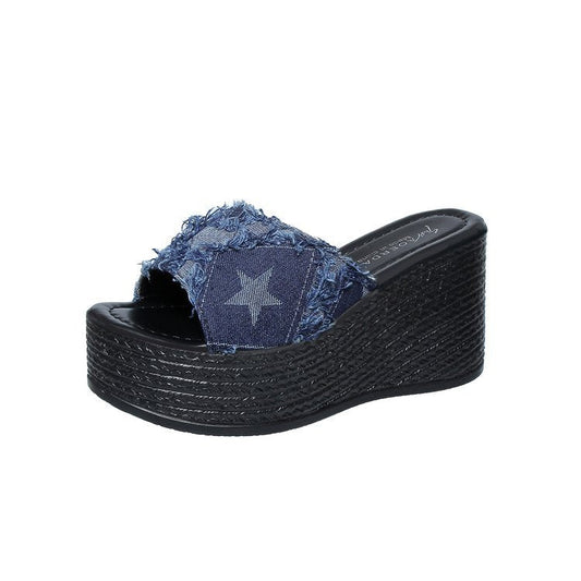 Dam Kilpantoletter Denim Design Fransar Ergonomisk-1