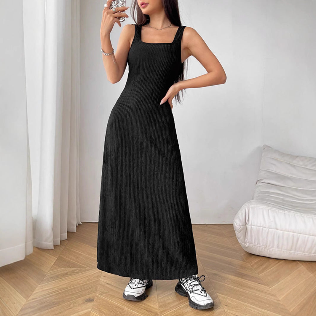 Kvinnors A-linje Klänning Hög Midja Spandex Polyester-4