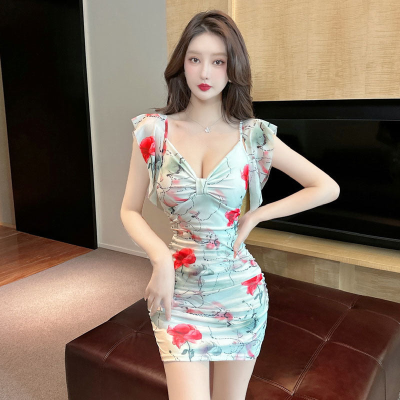 Kvinnors Bodycon Klänning Djupt Urringad Mini Polyester Elastan-3