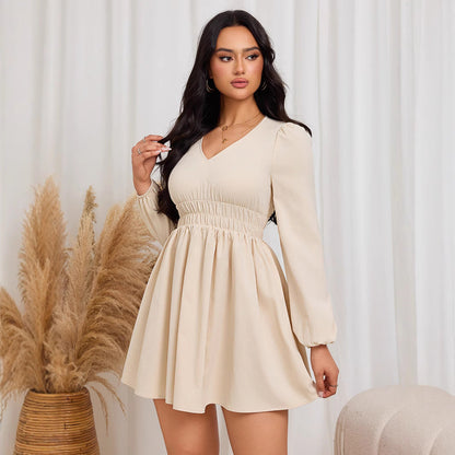 Dam A-Line Kjol V-ringning Elastisk Polyester-5