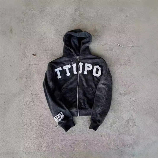 Lång Hoodie Dam Tryckt Design Polyester Gatastil-1