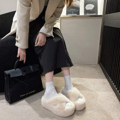 Fluffiga Tofflor för Damer i Syntetmaterial – Mjukt Foder och Halkfri Sula, Perfekta för Inomhusbruk 5