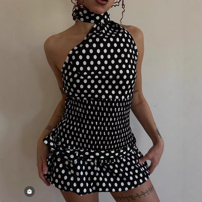 Kvinnors Wrapkjol Prickmönster Elastisk Tyg-2