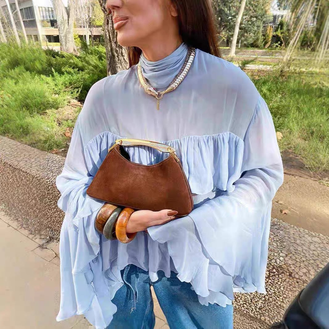 Variant image for Dam Blus Ruffle Detaljer Andningsbart Material-1