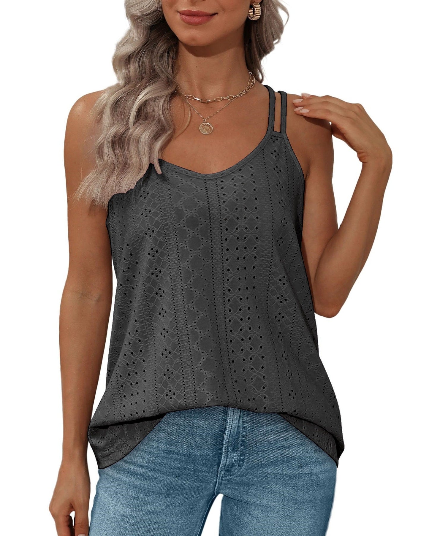 Variant image for Dam Tank Top Ärmlös Rund Krage Polyester Lätt-36