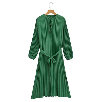 Kvinnors Veckad Klänning Slingbindning Mjuk Tyg 8