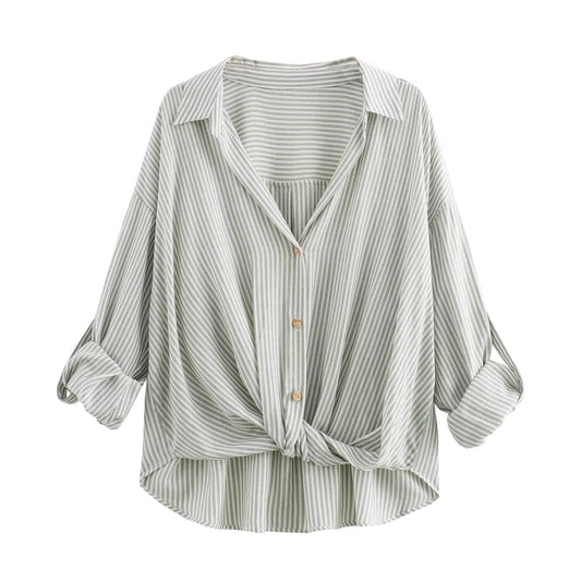 Vit Blus Dam Långärmad Med Vänd Krage Polyester-1