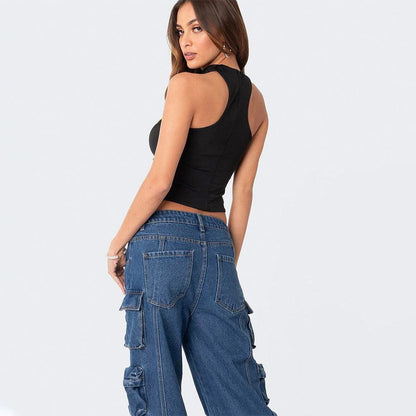 Festtoppar Dam Stropplös Tank Top Elastiskt Material-3