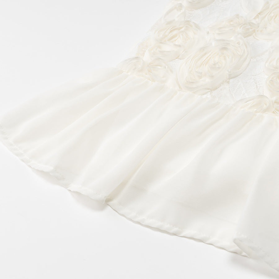 Kvinnors A-linjeformad Klänning med Blommiga Applikationer Polyester Spets 4