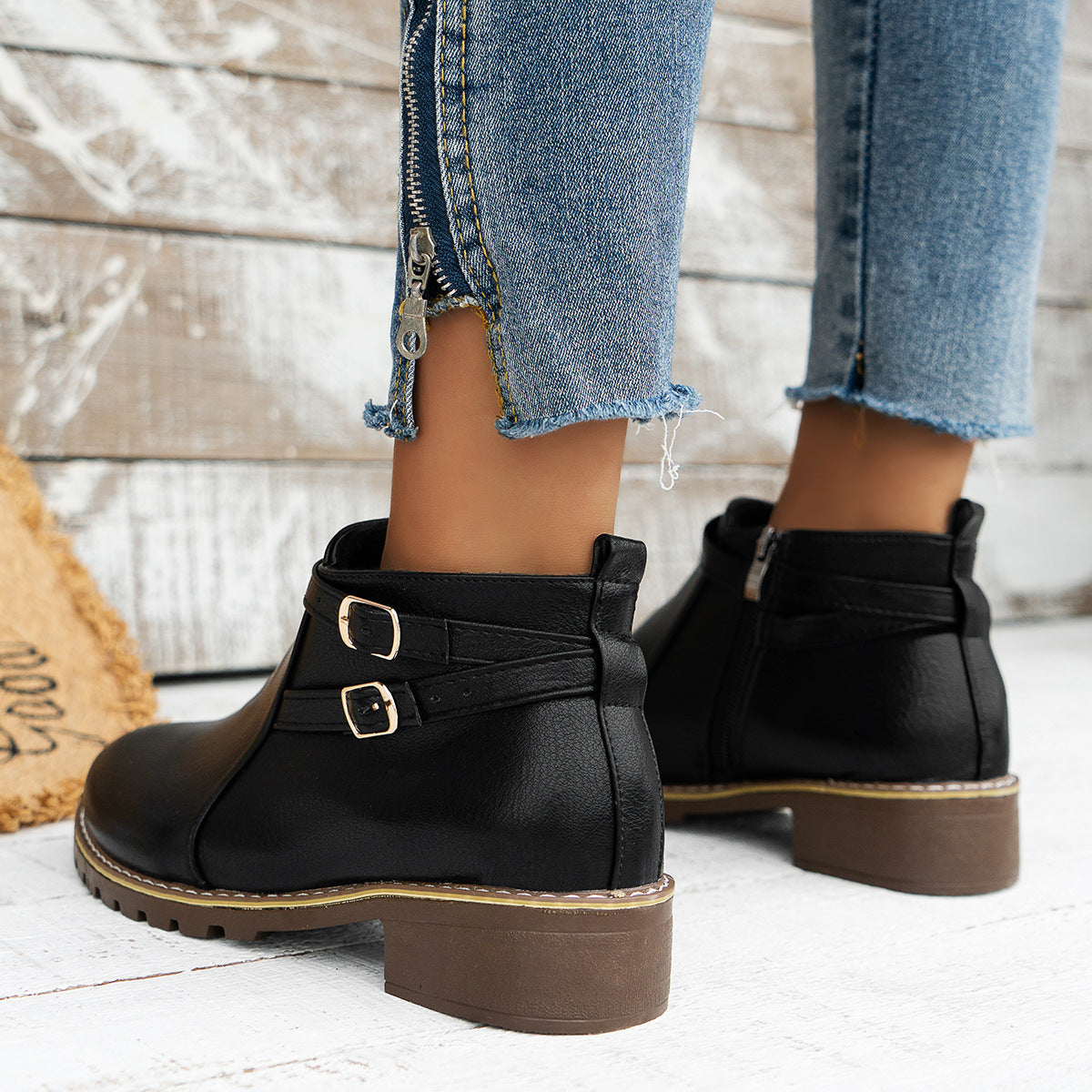 Dam Stövlar Stilren Syntetisk Läder Ergonomisk Passform-4