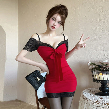 Kvinnors Bodycon Klänning Spaghetti Band V-ringning Polyester Elastan-2