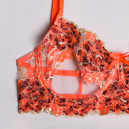 Damunderkläder Set Blommönster Snygga Underkläder i Polyester-2