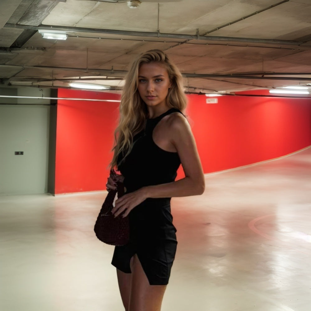 Damklänning Bodycon A-linjeformad 100% Polyester Ärmös-3