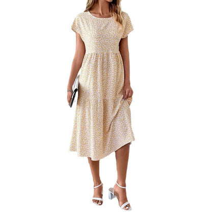 Dam Maxiklänning Blommig Ruffle Hem Polyester för Sommar-3