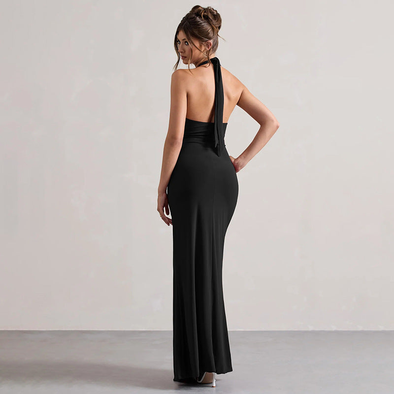 Kvinnors Aftonklänning Djup V-hals Flödande Tyg Elegant 5