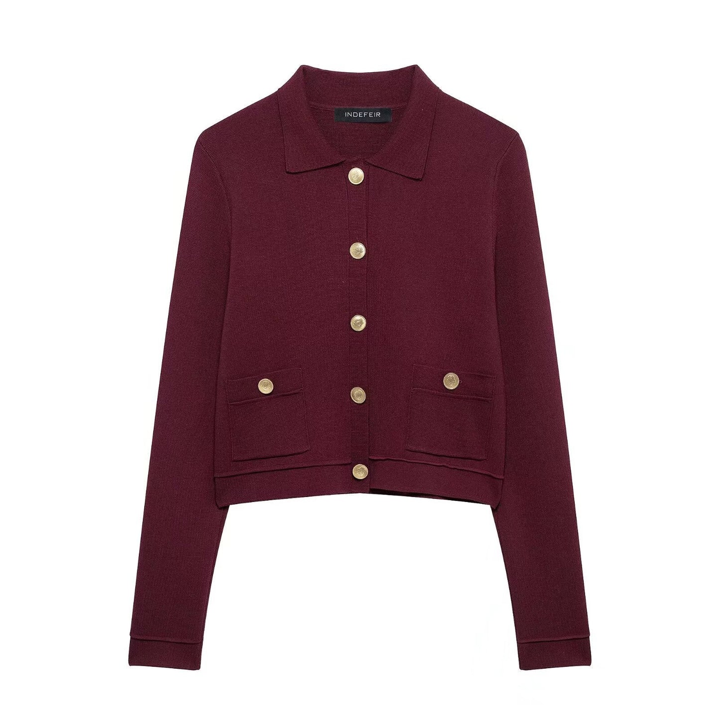 Matchande Set Dam Cardigan Hög Midja Kjol 100% Polyester-1