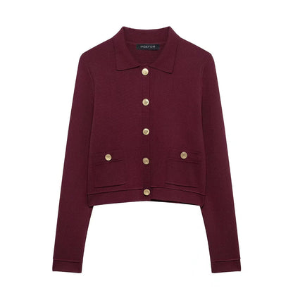 Matchande Set Dam Cardigan Hög Midja Kjol 100% Polyester-1