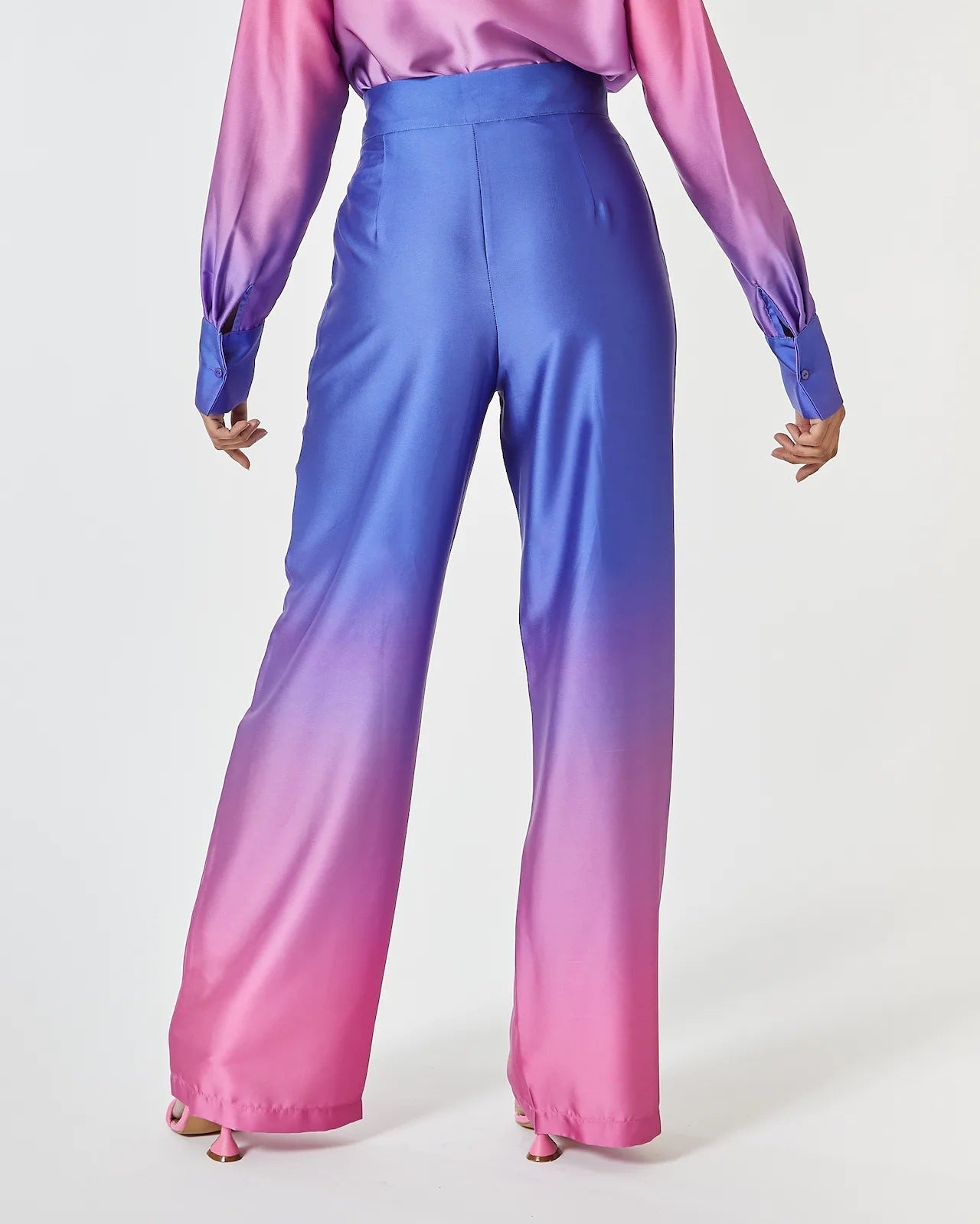 Dams Tvådelad Uppsättning Mönstrad Skjorta Långa Byxor Polyester-6