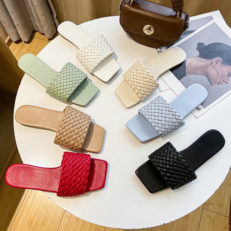 Kvinnors Öppna Mules Flätad Design Textil Sula-2