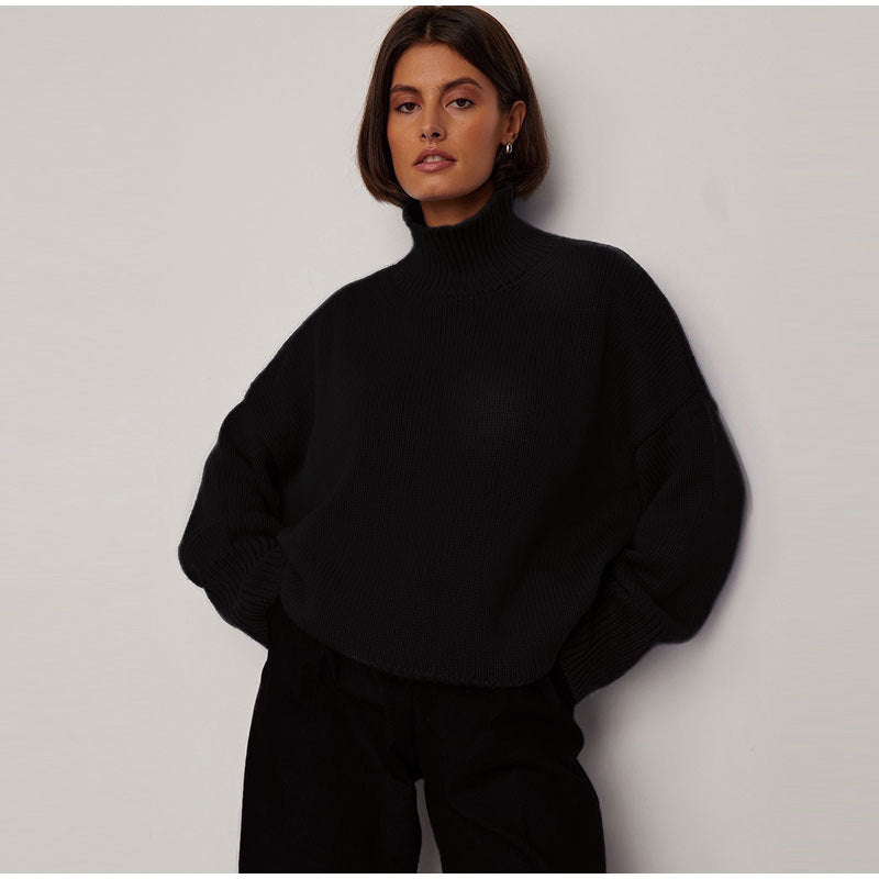 Dam Stickad Turtleneck Tröja Mjuk Ull 12