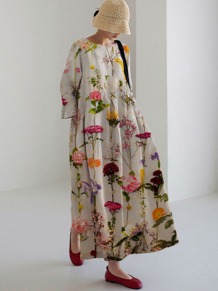 Dam Midsommarklänning Lätt Material med Tryck-1