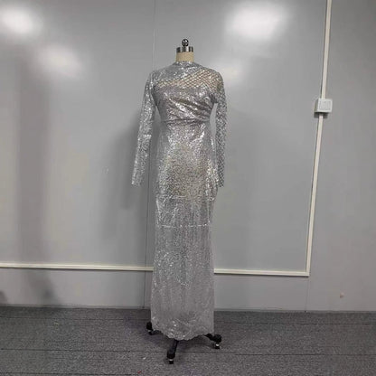Fina Dam Klänningar Slim Fit Lång Kjol Halvhög Krage-5