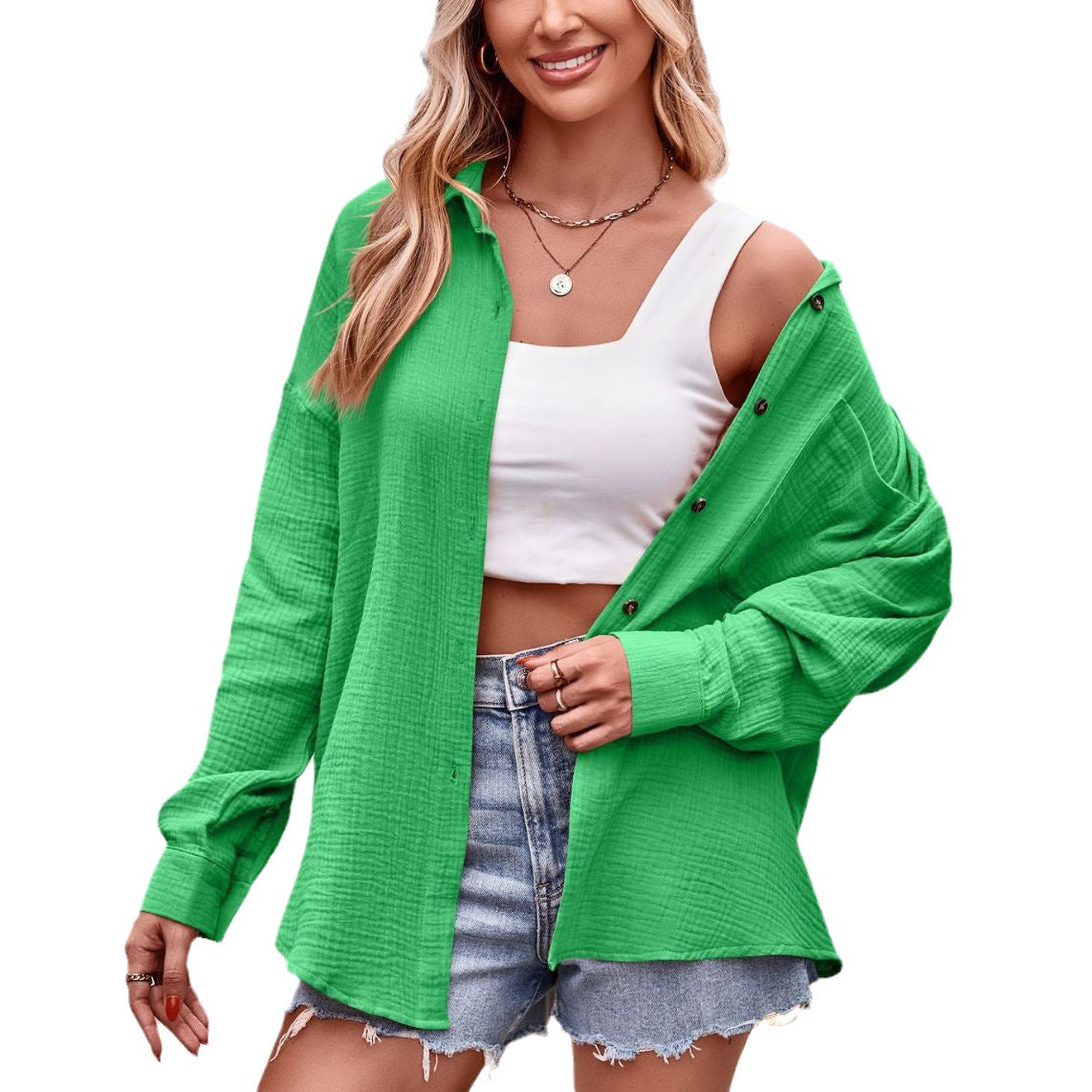 Herrskjorta Långärmad Löst Passform Viskos Geometriskt Mönster-4