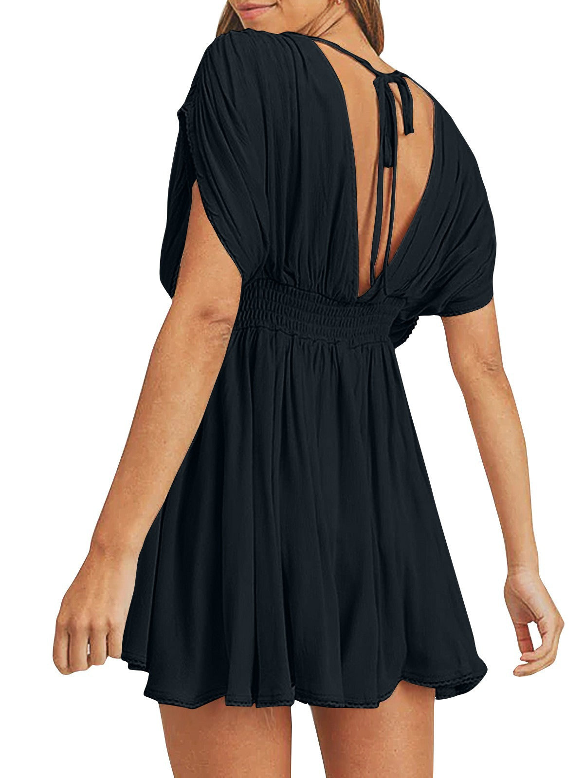 Variant image for Dam Miniklänning Kort Ärmd Polyester Med Veckad Detalj-7