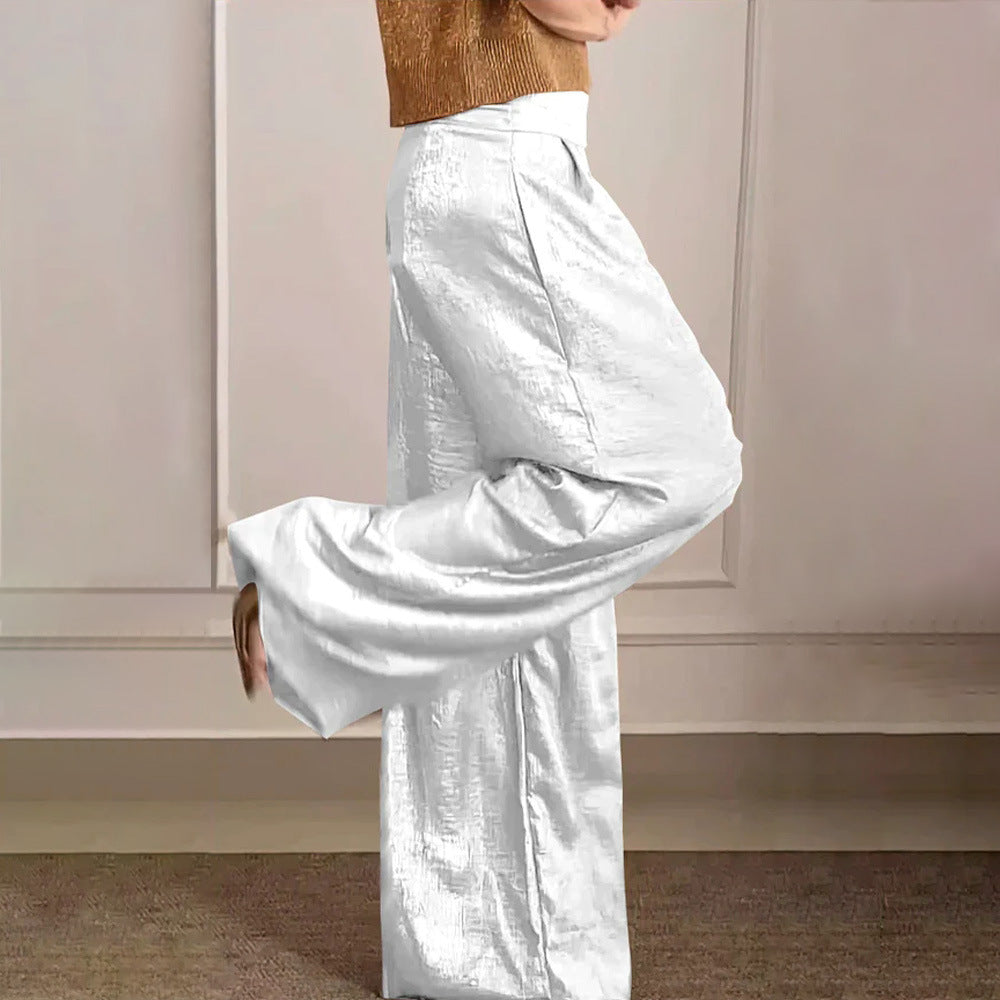 Variant image for Kvinnors Långa Byxor Medelhög Midja Polyester Metallisk Stil-31