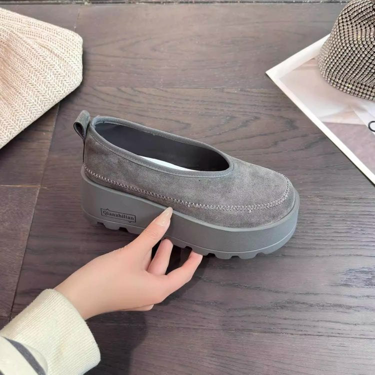 Dam Tofflor Plattform Mocka Slip-On med Halkfri Sula 7