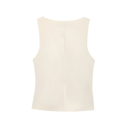 Dam Cardigan Fyrkantiga Ärmar Polyester med Knappdetaljer-4