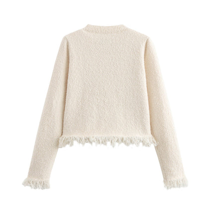 Kvinnor Cardigan Fransar Mjukt Stickmaterial 2