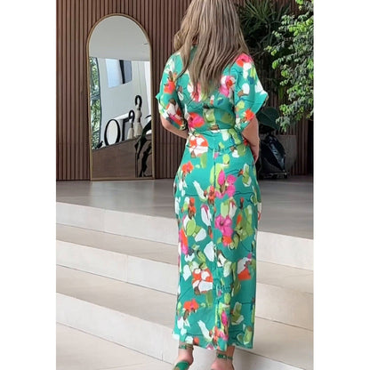 Dam Klänning Asymmetrisk Blommönstrad Polyester Fina Dam Klänningar-3