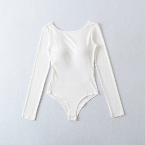 Långärmad Bodysuit för Kvinnor i Andningsbart Tyg – Elegant Design med Rund Halsringning, Smickrande Passform 1