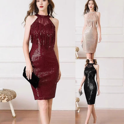 Kvinnors Midi Klänning Ärmlös A-Line Polyester-2