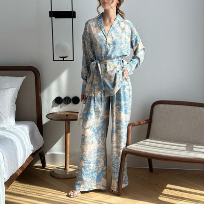 Kvinnors Byxdress Tryckt Skjorta Vida Byxor Polyester 3