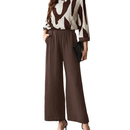 Snygga Byxor Dam Raka Ben Abstrakttryck Tautecord 10