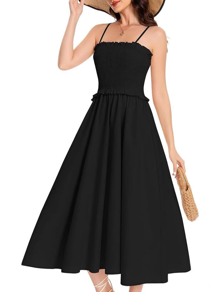 Kvinnors Lång Klänning Mönstrad Ärmlös Polyester-2