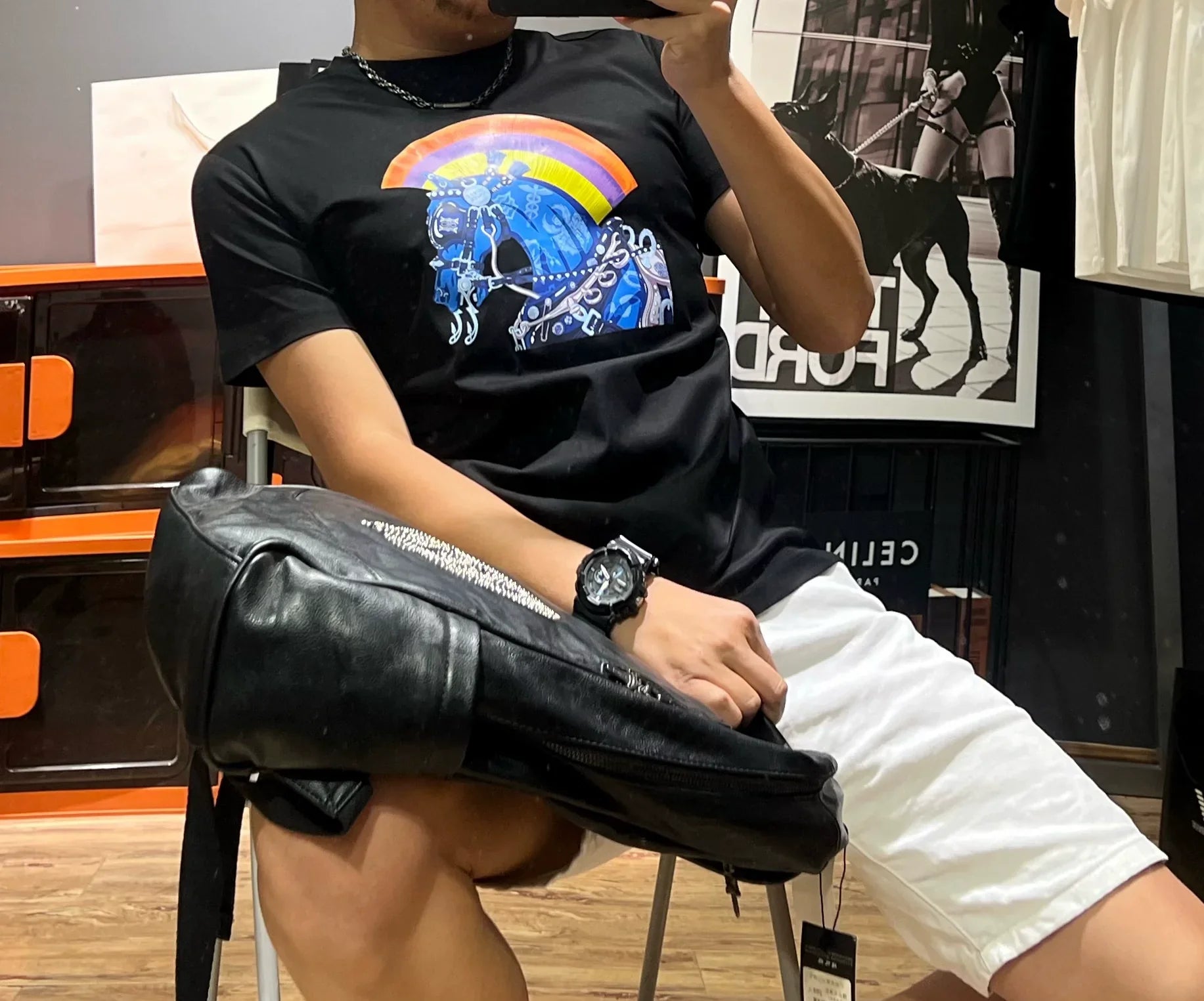 Herr T-shirt Geometrisk Design Mjuk Bomull-2