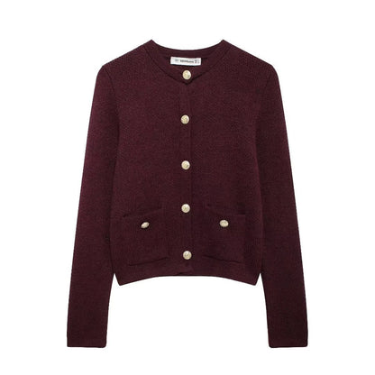 Lång Kofta Dam Med Gyllene Knappar Polyester-5