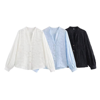 Herrskjorta Långärmad Blommig 100% Bomull Avslappnad Passform-2